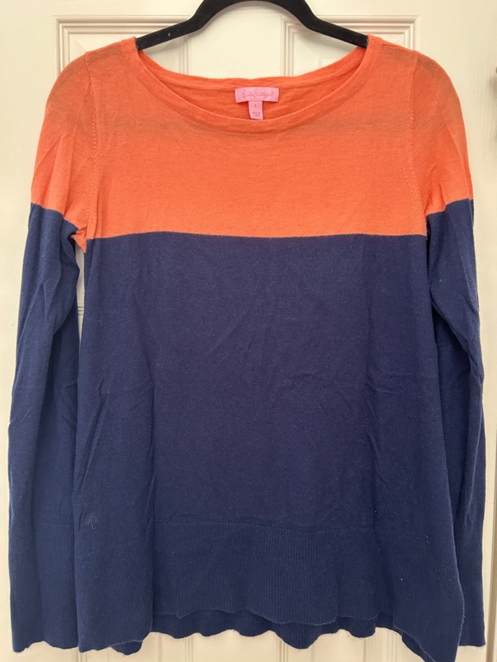 Lilly Pulitzer Coral and Navy Colorblock Knit Top